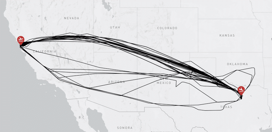 Multiple flights between two airports