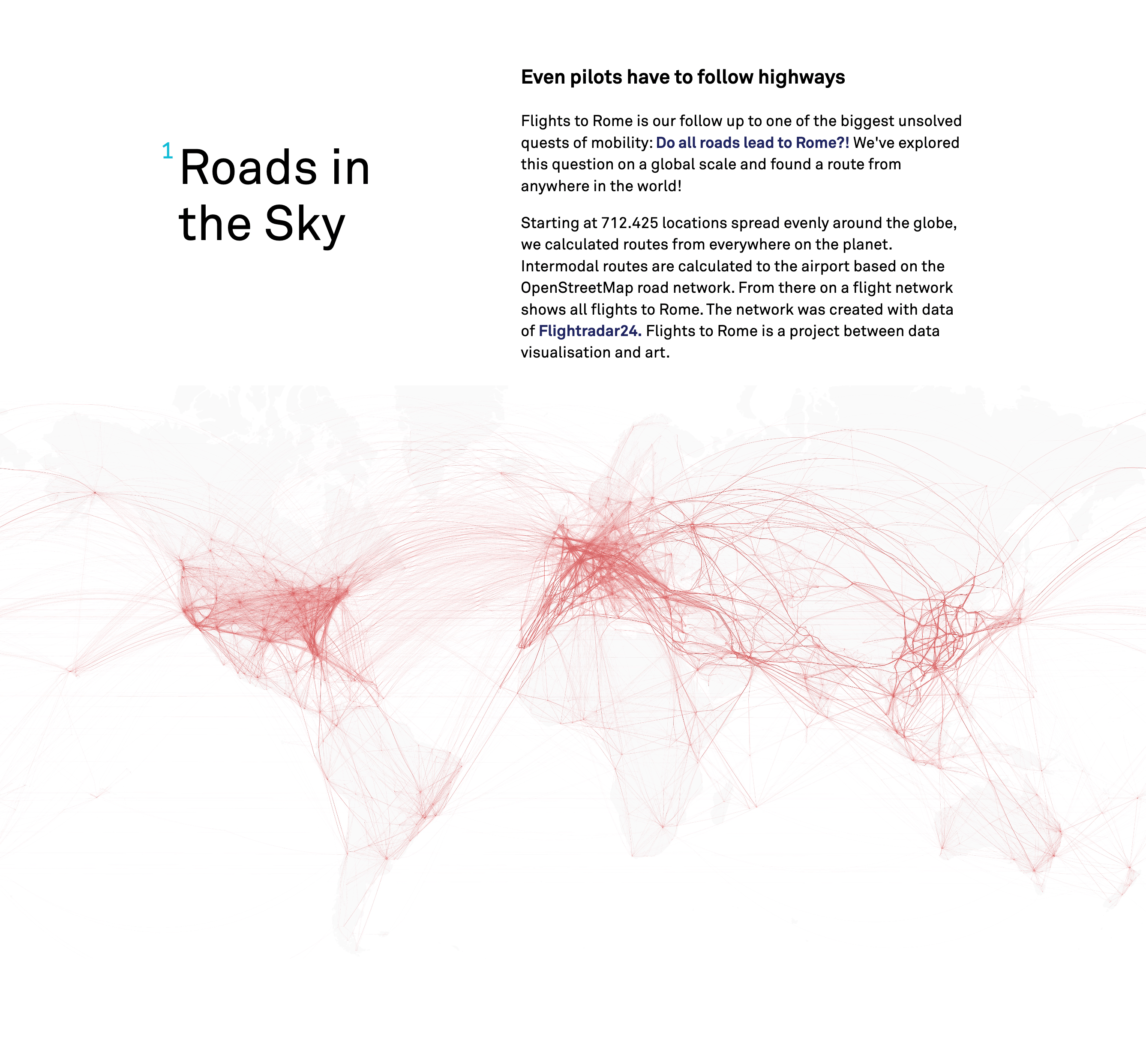 Section showing the routes planes take